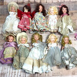 Vintage Nancy Ann Storybook Dolls Collection Lot Of 10 All Original Outfits & Ac